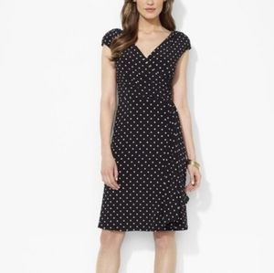 Ralph Lauren Polka Dot Faux Wrap Dress